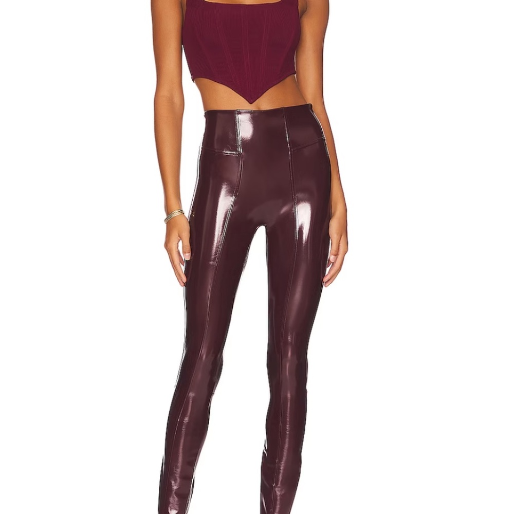 Spanx Faux Leather Burgundy Pants